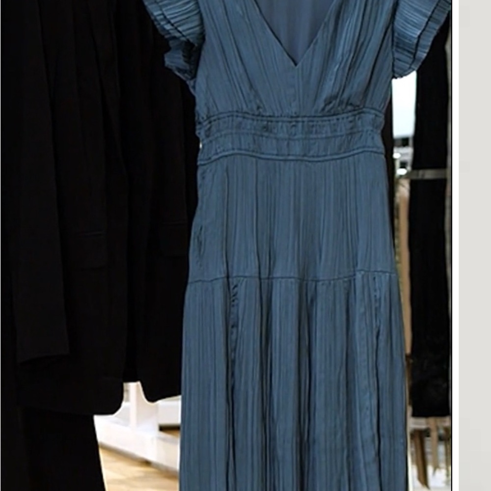 Moon River Blue Sleeveless V-Neck Sundress for Weddings